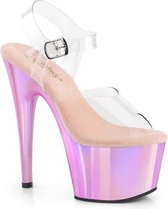 Pleaser - ADORE-708LQ Sandaal met enkelband, Paaldans schoenen - US 9 - 39 Shoes - Transparant/Roze