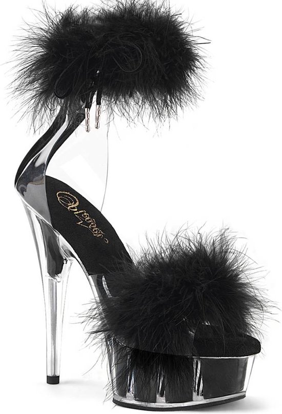 Pleaser - DELIGHT-624F Sandaal met enkelband - US 7 - 37 Shoes - Zwart/Zwart