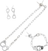 Zac's Alter Ego - Silver Handcuff Chain Ketting en armband set - Zilverkleurig