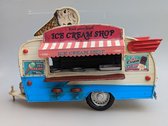 MadDeco - vintage - blikken - caravan - icecream - lichtblauw - 30x15x19 cm