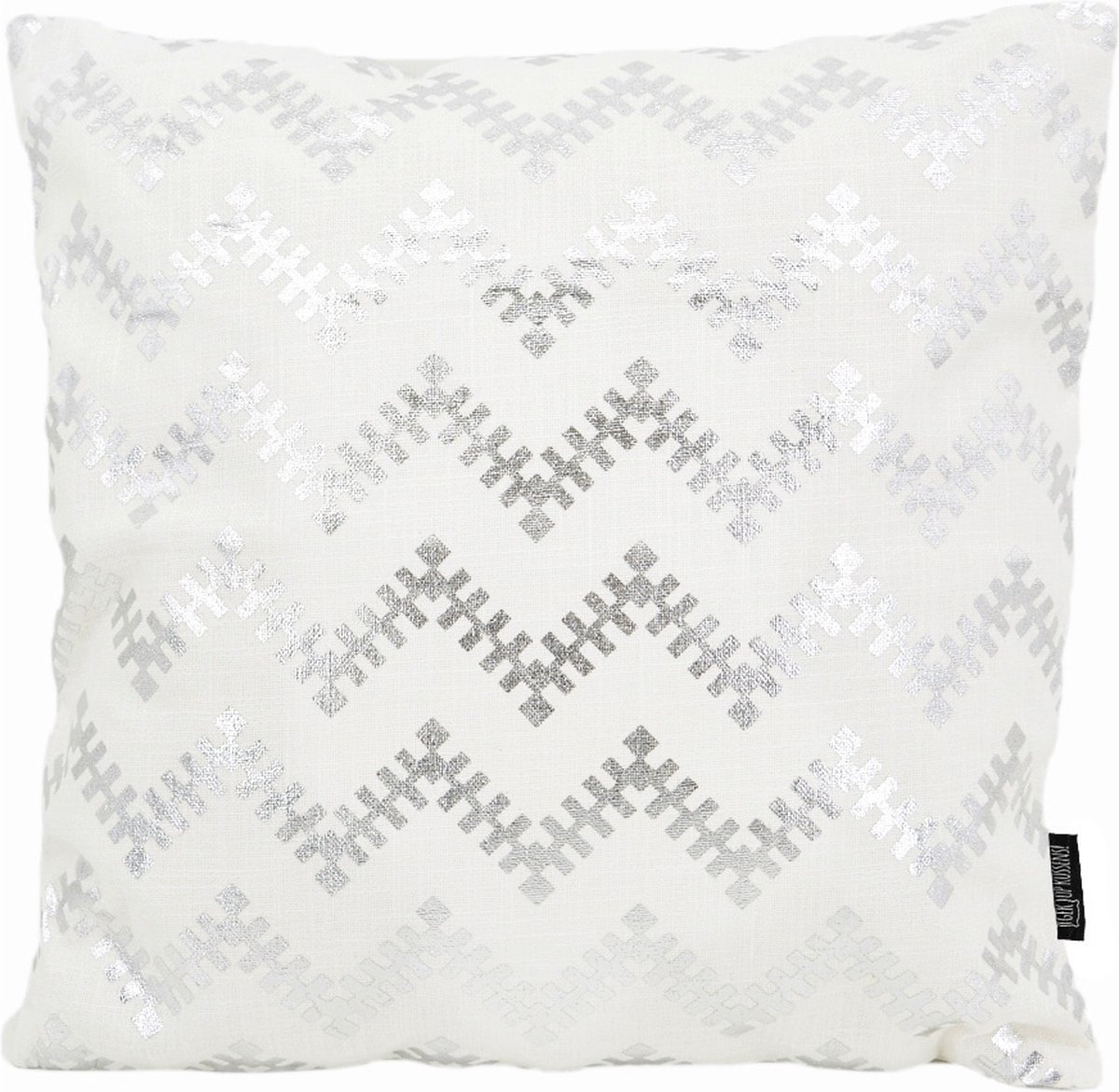 Gek op Kussens! Sierkussen Lulu Silver / White | 45 x 45 cm | Katoen Wit-Zilver