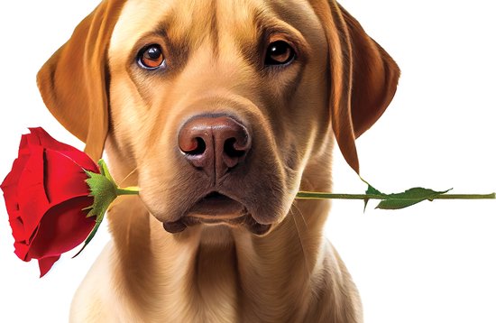 Bureau onderlegger - Romantische Golden Retriever Hond met Roos tegen Witte  Achtegrond... | bol.com
