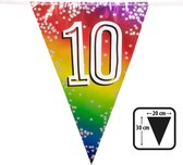 Slinger - 10 Jaar - Vlaggenlijn - 6 Meter - Verjaardag - Leeftijd - 10 - Cijfer - Folie - Birthday - Feest - Feestdecoratie - Decoratie - Versiering - Kinderen - Tieners - Multi - Regenboog - Rainbow