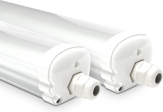 HOFTRONIC S Series - 2 Pack LED TL armaturen 120cm - IP65 waterdicht - 6500K Daglicht wit licht - 36W 4800 Lumen - Koppelbaar - Tri-Proof plafondverlichting