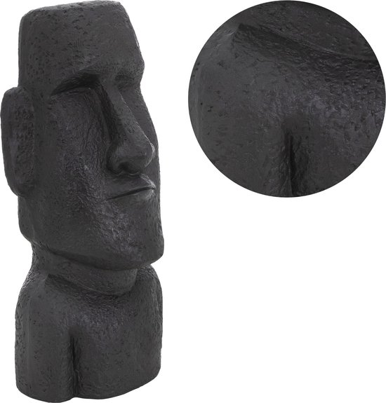 Figurine principale de l'île de Pâques anthracite, 26,5x19x53,5 cm, résine de pierre moulée