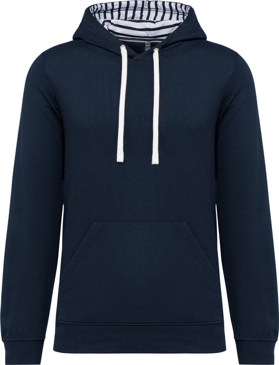 Sweat à capuche Kariban à capuche contrastante avec motif 'Navy/Marinière' - XXL