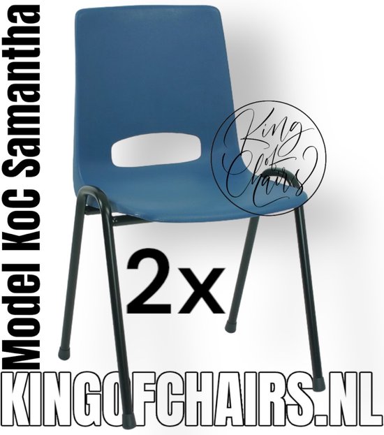King of Chairs -Set van 2- Model KoC Samantha blauw met zwart onderstel. Stapelstoel kuipstoel vergaderstoel tuinstoel kantine stoel stapel stoel kantinestoelen stapelstoelen kuipstoelen arenastoel De Valk 3320 bistrostoel schoolstoel bezoekersstoel