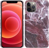 Hoes Geschikt voor iPhone 11 Pro Hoesje Marmer Case Marmeren Cover Hoes Hardcover - Rood