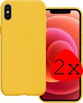 Hoes Geschikt voor iPhone Xs Hoesje Siliconen Back Cover Case - Hoesje Geschikt voor iPhone Xs Hoes Cover Hoesje - Geel - 2 Stuks