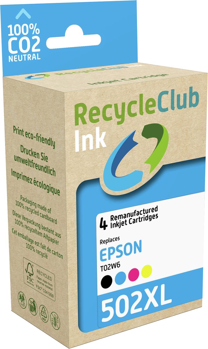 RecycleClub Cartridge compatibel met Epson T02W6 502 XL Multipack K10608RC