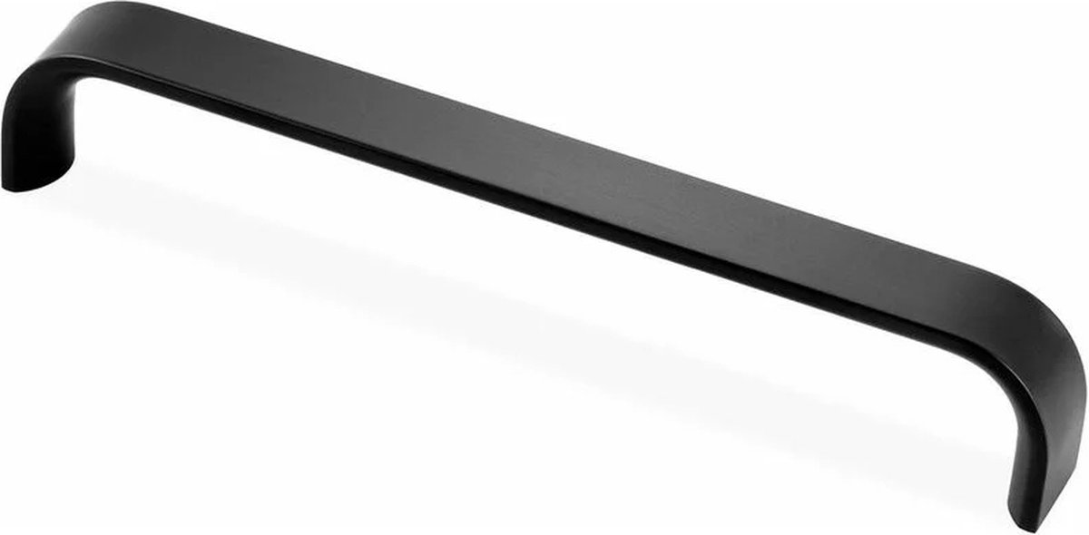 Zwarte meubelgreep geschuurd, lengte 199 mm, boormaat 192 mm - metalen keuken greep - steellook kastgreep - zwarte greep - brede uitvoering - zwart geborsteld - incl. schroeven - Medium versie - H037