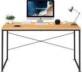 Xergonomic Industrieel bureau – Stalen frame met houten bureaublad – Stevige laptoptafel – 120x60x72 cm - Zwart/Naturel