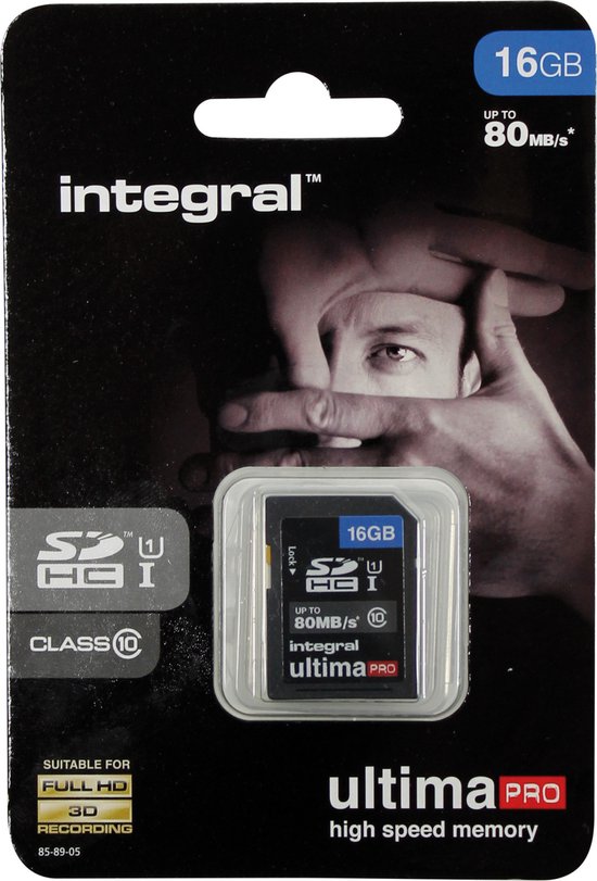 16 GB geïntegreerde SDHC-kaart klasse 10 (20 MB / s)
