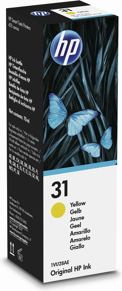 HP 31 - 70 ml - geel - origineel - inktvulling - voor Ink Tank 315; Smart Tank Plus 55X, 57X, 65X; Smart Tank Wireless 45X