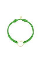 Stoffen armband hart - Yehwang - Armband - 16 cm - Goud/Groen