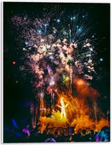 PVC Schuimplaat - Grote Vuurwerkshow boven Menigte Mensen - 30x40 cm Foto op PVC Schuimplaat (Met Ophangsysteem)
