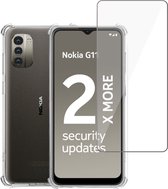 Geschikt voor Nokia G11/G21 Hoesje + Screenprotector – Gehard Glas Cover + Shock Proof Case – Transparant