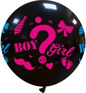 Gigantische zwarte ballon 85cm Boy ? Girl (Jongen? Meisje) Gender onthullen reveal [EAN = SKU © Abtraco Network / Promoballons]