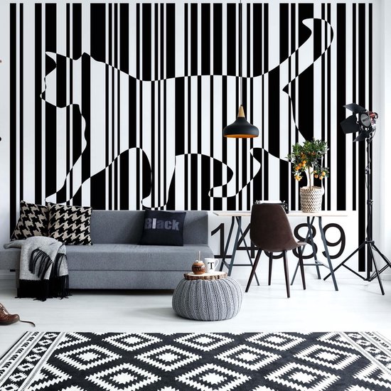 fotobehang-vlies-behang-kat-streepjescode-barcode-312-x-219-cm