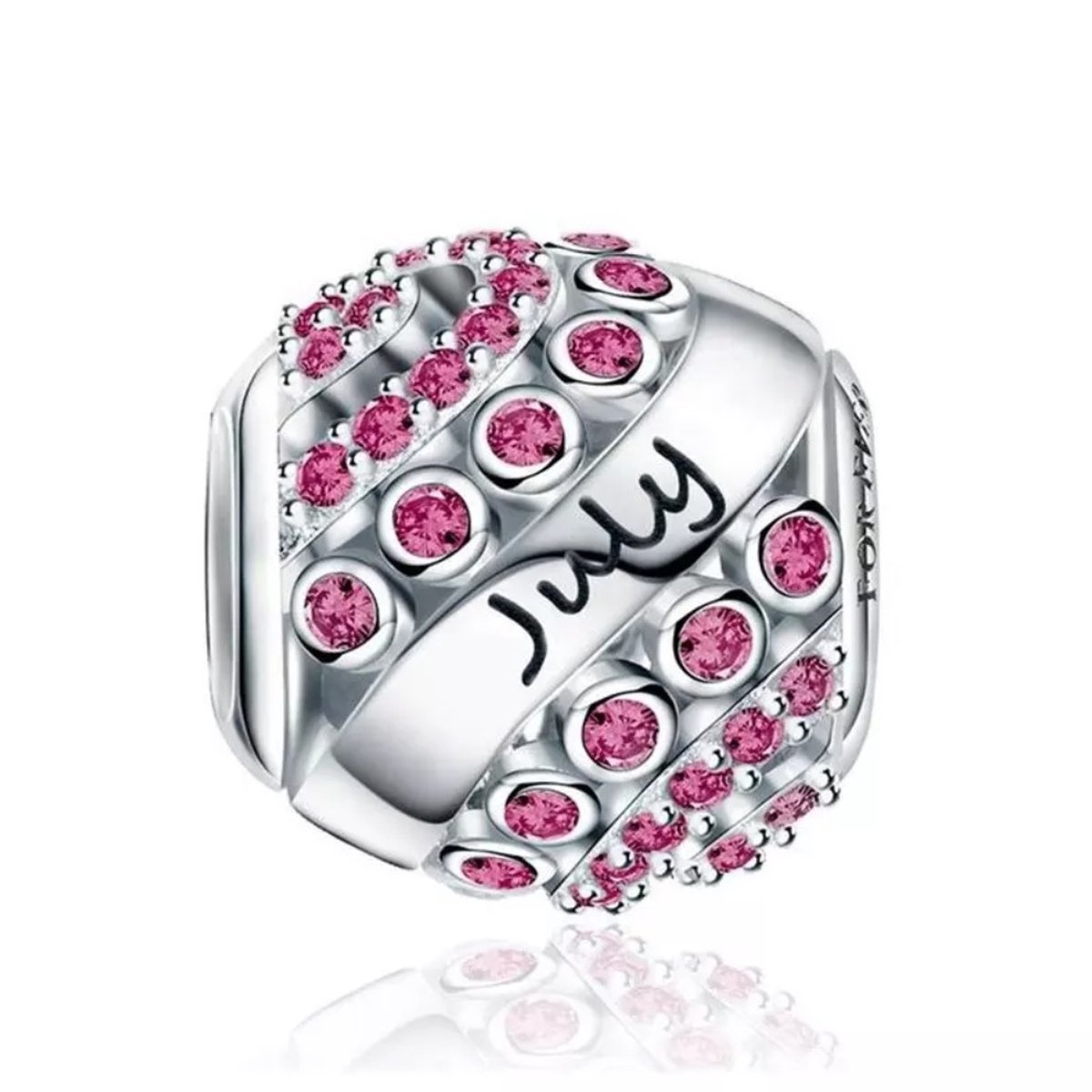 Juli Maand Bedel - RomyStones - 925 Sterling Zilver & Roze Zirkonia