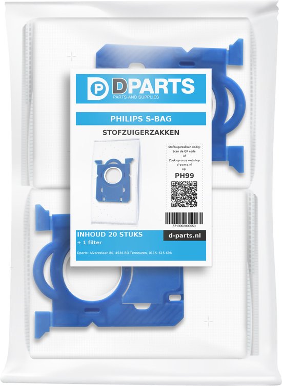 Dparts S-bag stofzuigerzakken - 20 stuks + 1 filter - Geschikt voor Philips  - type... | bol.com