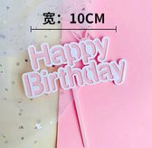 Akyol - Happy Birthday Taart Topper - roze/wit-Happy Birthday taart topper roze/wit- Taart topper - Cake topper - Happy birthday - Verjaardagstaart topper - Verjaardag - Taart prikker- Cake prikker – prikker