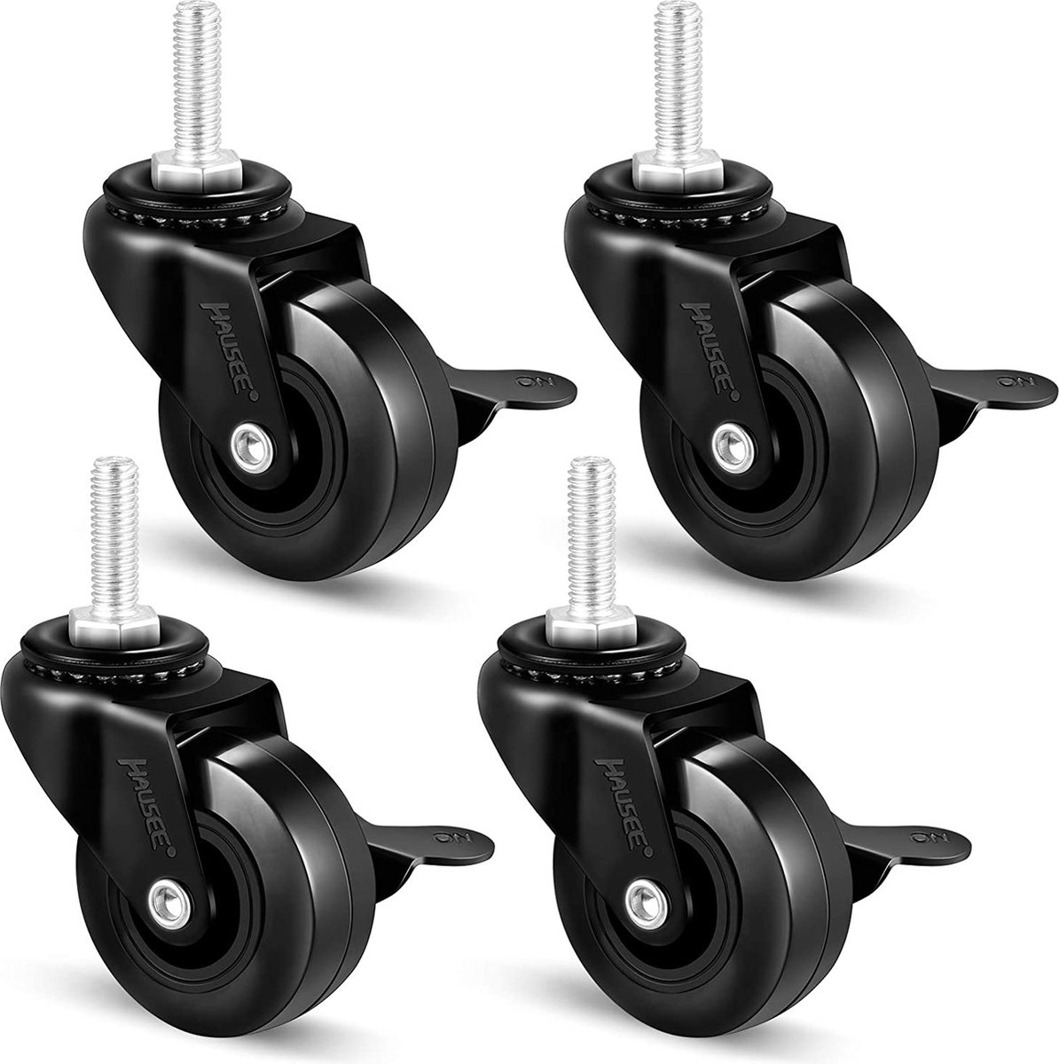 Zwaarlast Zwenkwielen / Trolley Wielen voor Meubels - Rubberen Zware Wielen - Heavy Duty Castors /Transportwielen - 40kg