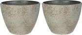 Ter Steege Bloempot/plantenpot - 2x - buiten - beige/goud - D22/H17 cm