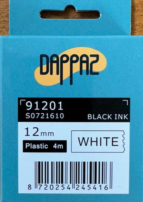 Telano 6 stuks Plastic Labels 91201 voor Dymo LetraTag Labelprinter - Zwart op Wit - 12 mm x 4 m - S0721610 Labeltape - Telano