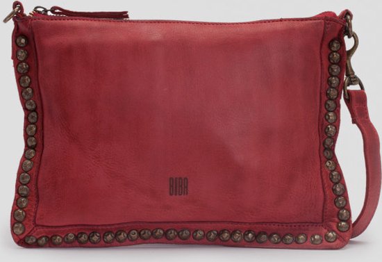 BIBA Portland leren crossbody met studs rood