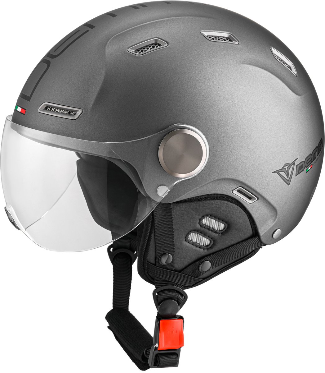 DEMM Speed Pedelec 2 Helm - L - Jethelm met Vizier - Fietshelm Volwassenen - Geschikt voor Elektrische Fiets, Racefiets en Mountainbike - Mat Titanium