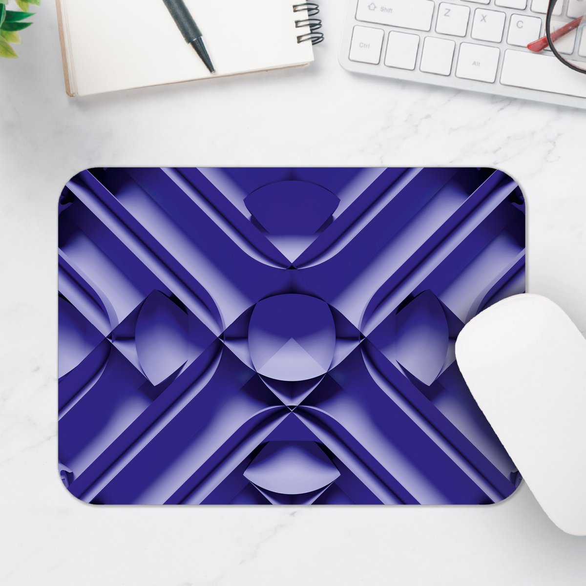 Muismat - Paarse 3D Vormen - 25x18 cm - 2 mm Dik - Muismat van Vinyl