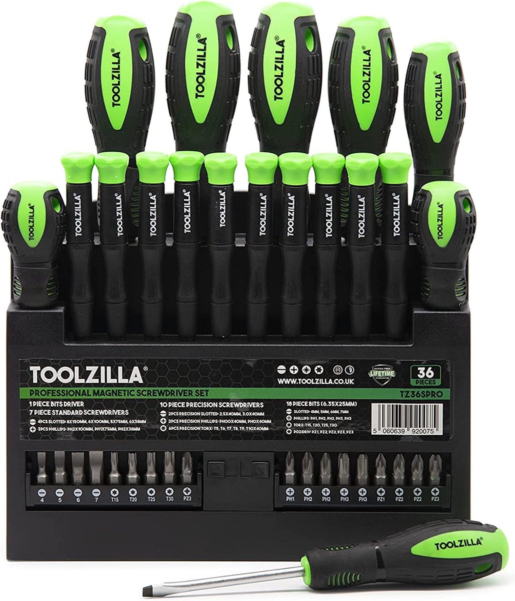 Toolzilla® Magneet Schroevendraaierset en Voet - 36 stuks - Pro