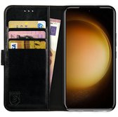 Rosso Element Book Case Wallet Hoesje Geschikt voor Samsung Galaxy S23 | Portemonnee | 3 Pasjes | Magneetsluiting | Stand Functie | Zwart