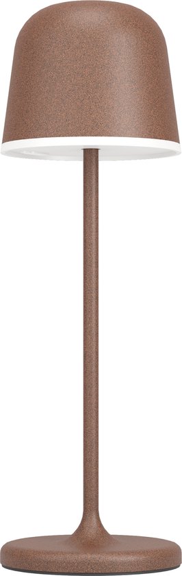 EGLO Mannera Tafellamp - Aanraakdimmer - Draadloos - 34 cm - Aluminium - Roestbruin/Wit - Oplaadbaar - Binnen en Buiten
