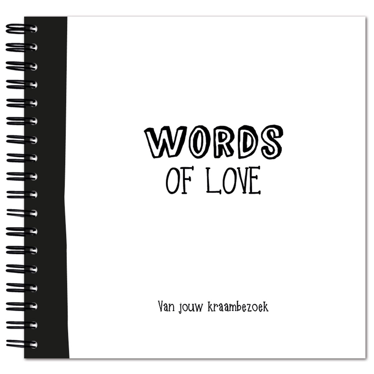 Kraambezoekboek 'Words of Love' - kraamvisite invulboek - 21 x 21 cm - kraamboek - zwangerschap babyshower cadeau