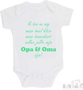 100% katoenen Romper "Ik ben nu nog maar heel klein maar binnenkort zal jij mijn opa & oma zijn!" Unisex Katoen Wit/mint Maat 56/62