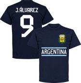 Argentinië J. Álvarez 9 Team T-Shirt - Navy - Kinderen - 140