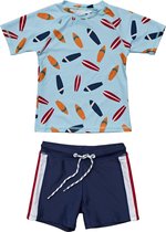 Snapper Rock - UV Zwemset voor baby's en kinderen - Korte mouw - Retro Surf - Blauw/Navy - maat 18-24 (84-88cm)