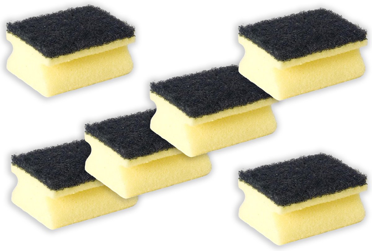 Goedkoopste 9x stuks schuursponzen / schuursponsjes met handgreep - 9 x 6.5 cm - sponzen / schoonmaakartikelen / reinigingsartikelen