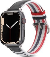 Bracelet Apple Watch Compatible - Bracelet cuir Premium - Zwart - Convient pour Apple Watch 42 / 44 / 45 / 49mm / Ultra - Apple Wach Series 3-8 SE