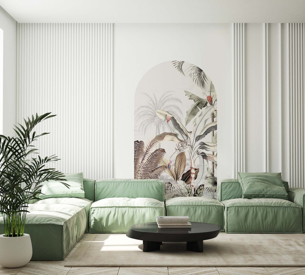 ZELFKLEVENDE BEHANG BOOG STICKER - DREAMY JUNGLE SOFT