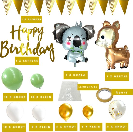 Regendeko Happy Birthday Koala Décoration d'anniversaire pour enfant  anniversaire fille Décoration ballon à confettis Ballons Décoration de fête  : : Cuisine et Maison
