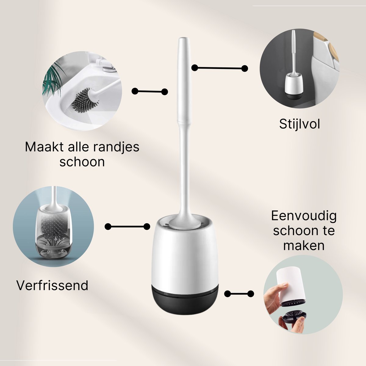 ovimar Hugla toilet brush black matt silicone toilet brush ventilation function free standing powder coated stainless steel replaceable toilet brush head removable drip tray without wall mounting