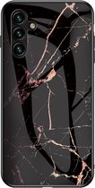 Coverup Marble Glass Back Cover - Geschikt voor Samsung Galaxy A54 Hoesje - Zwart / Goud