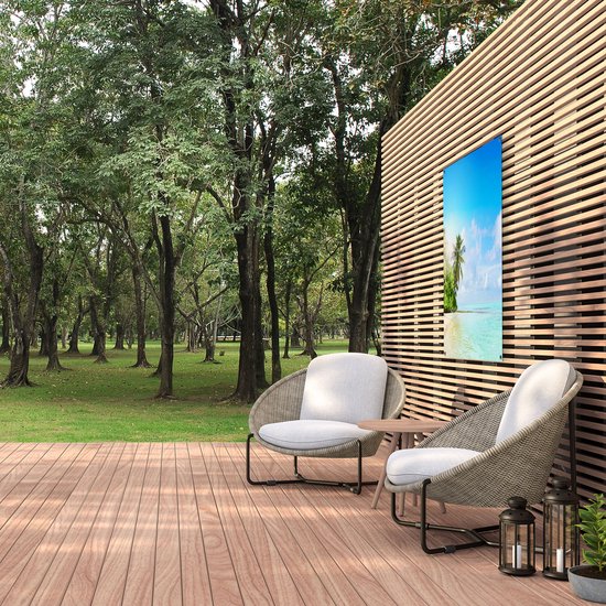 Gards Poster de jardin Plage tropicale au bord de la mer bleu clair - 80x100 cm - Toile de jardin - Décoration de jardin - Décoration murale extérieure - Tableau de jardin