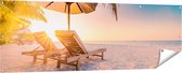 Gards Tuinposter Tropisch Strand tijdens Zonsondergang - 180x60 cm - Tuindoek - Tuindecoratie - Wanddecoratie buiten - Tuinschilderij