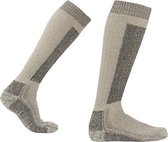 2-Pack Dikke Merino Wollen Kniekousen met Badstof Voering S6 - Unisex - Grijs - Maat 35-38