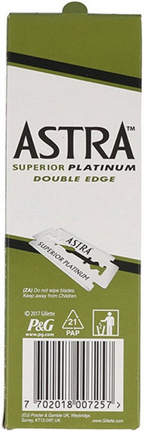 Astra Razor Blade Scheermesjes mannen - 100st - Double Edge scheermesjes - Shavette - Voor gezicht - safety razor blades - Astra