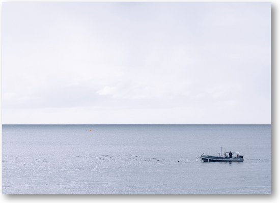 Baai met boot - Lanzarote - Fotoposter 70x50